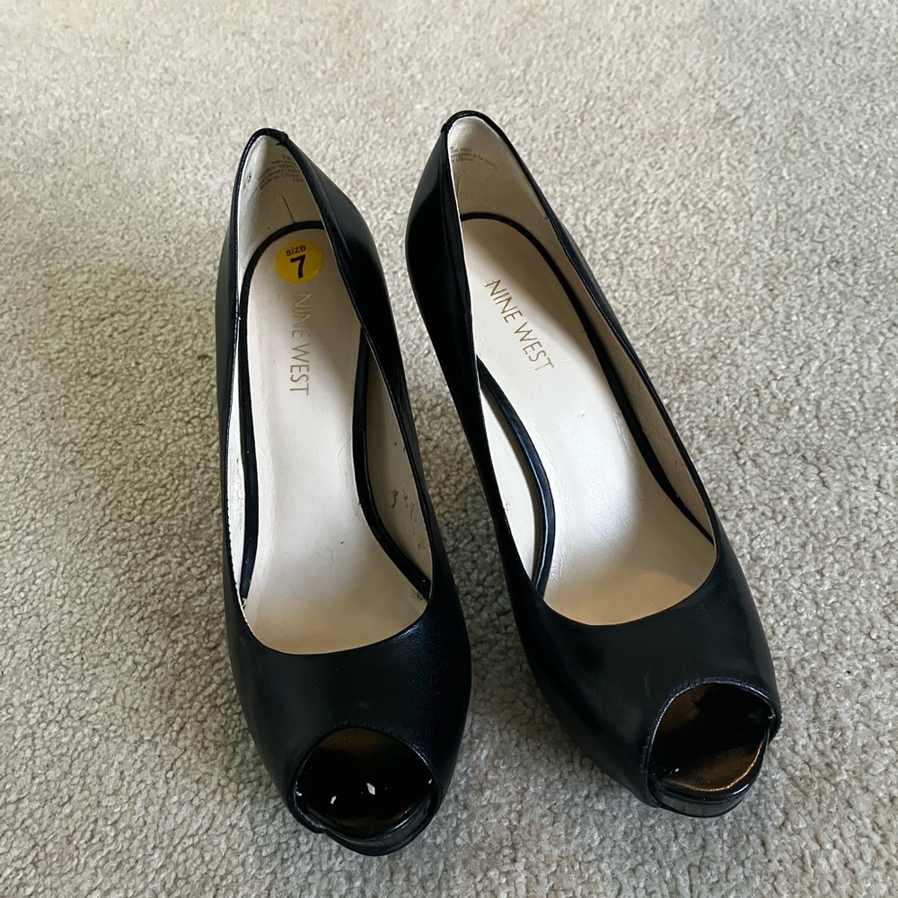 Nine West Classic Black Peep Toe Heels